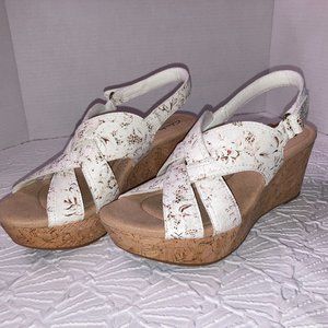 Clark's Collection Sandal Size 9 Ultimate Comfort Rose Erin Wedge Festival Party